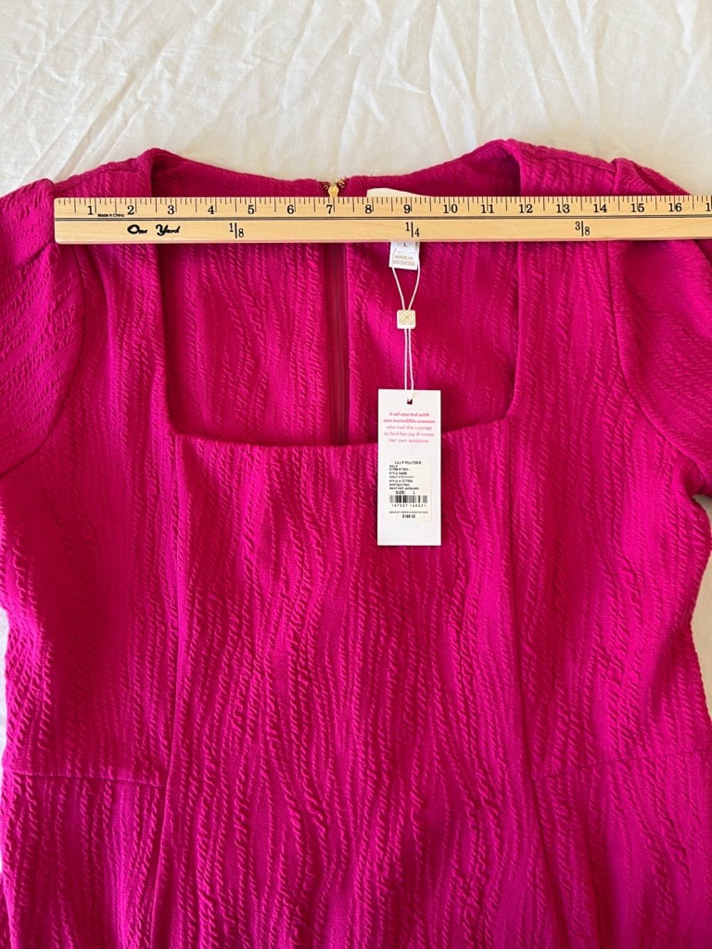 Lilly Pulitzer Brinley Stretch Shift Wavy Jacquard Mystique Pink Dress Size L - Picture 11 of 15